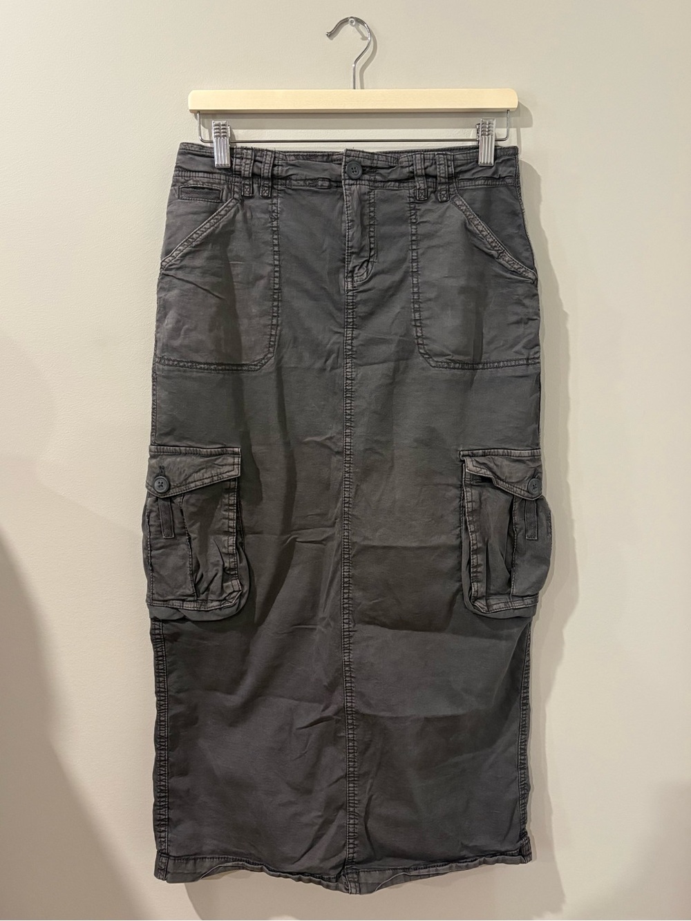 Garage Charcoal Cargo Midi Skirt